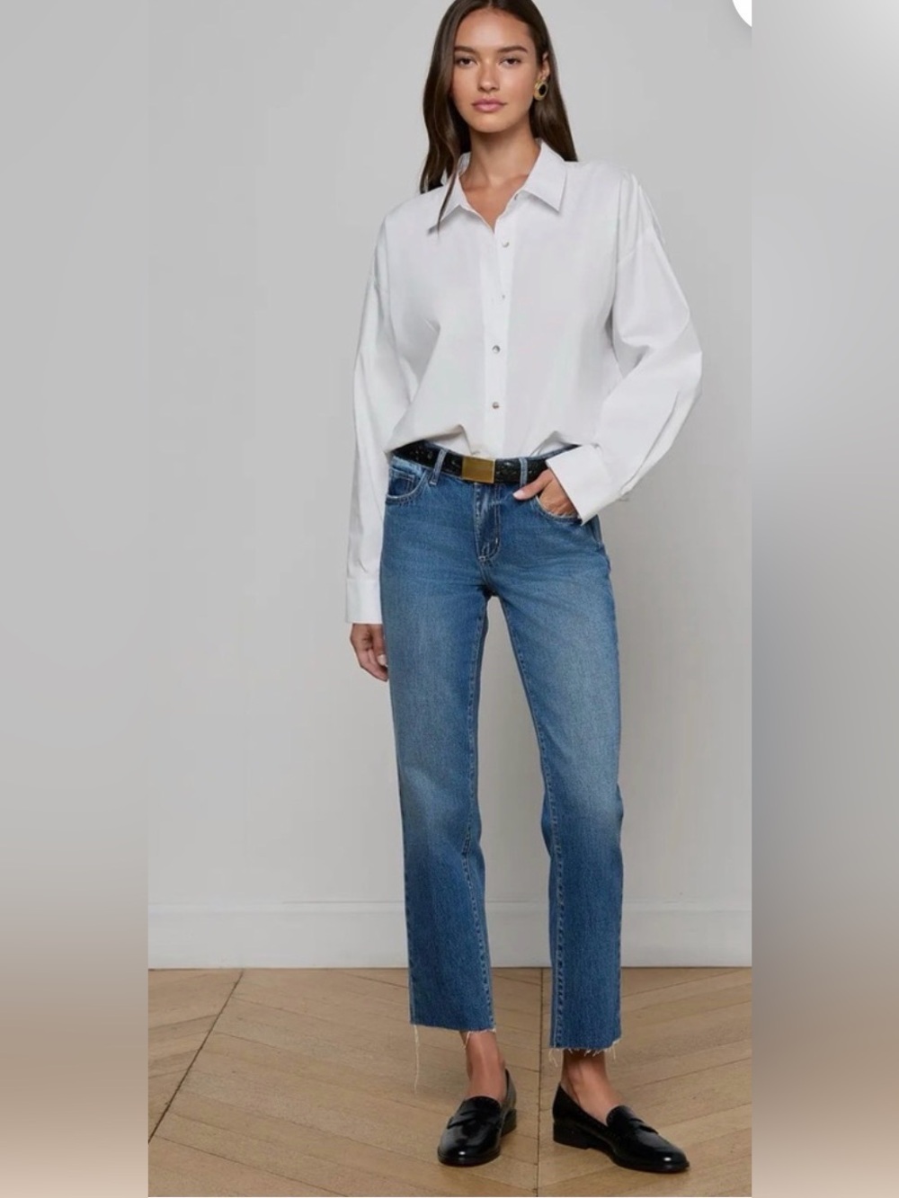L’agence Milan’s Slouchy Stovepipe Straight Raw Hem Jeans